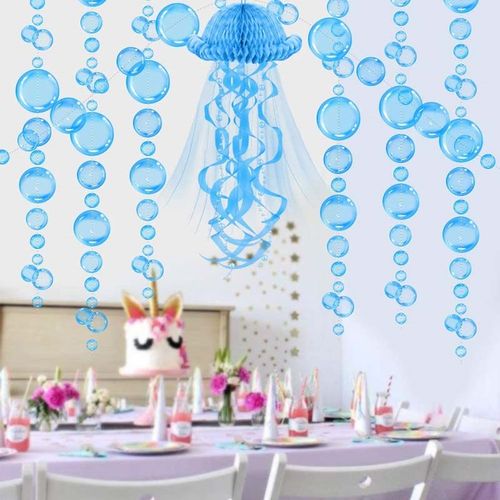 幼儿园夏季海洋主题装饰材料水珠气泡拉花挂件六一吊饰水母蜂窝球